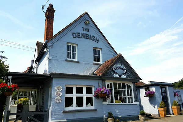 Denbigh Pub external image of sky blue rendered building